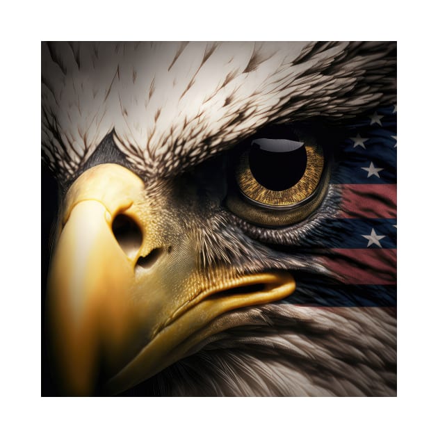 USA, Bald Eagle, America, American Flag, by thewandswant