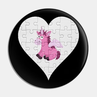 Jigsaw  Unicorn Heart Design - Mythical Creature Unicorn Pin