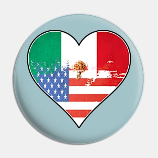 Mexican and American Heart Mix Heritage Flag Pin