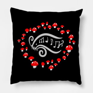Red Mushroom Fairy Circle "Mycology Music" Pillow