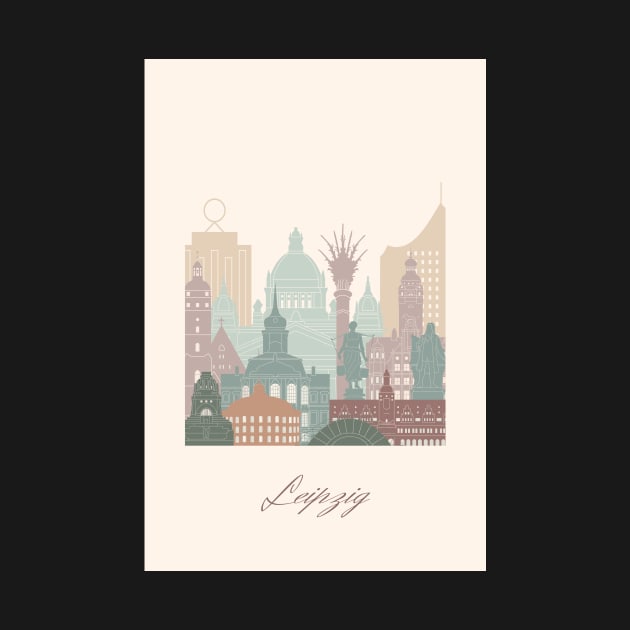 Leipzig, Germany, map skyline - 02 style by GreenGreenDream