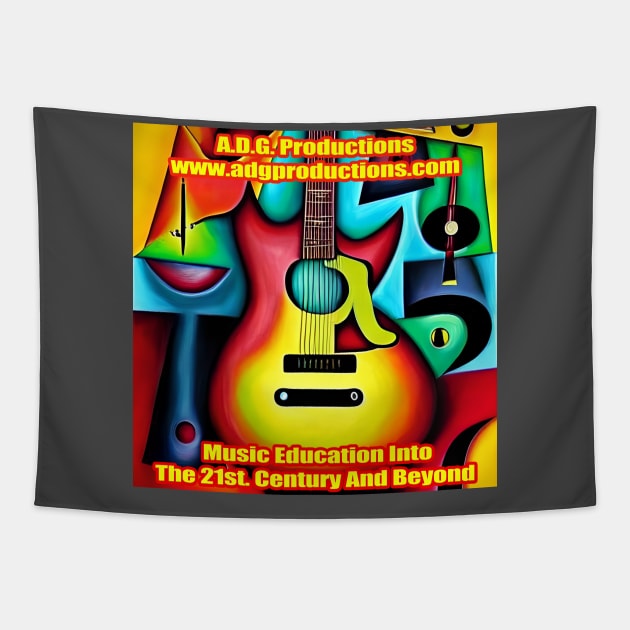 Abstract Image Of Musical Symbols and A Guitar Tapestry by Musical Art By Andrew