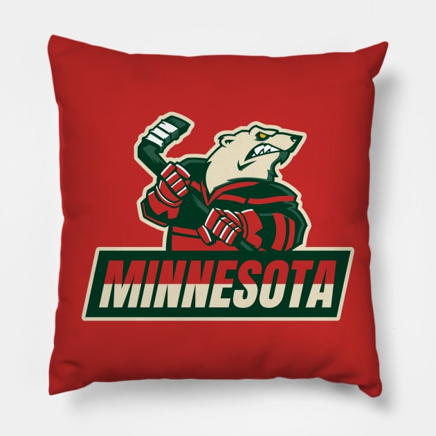 Minnesota Ice Hockey Pillow by BVHstudio