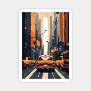 Yellow Taxi on a New York Street Magnet