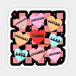 Groovy Teach Love Inspire Candy Happy Valentines Day Magnet