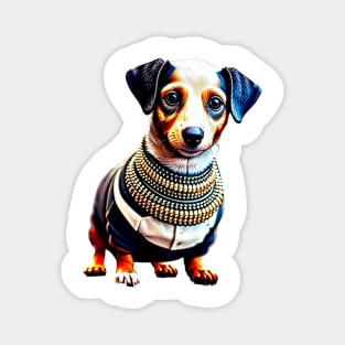 Glamour Pup: Elegant Dachshund with Statement Jewelry Magnet