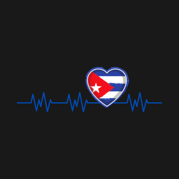 Cuba Heartbeat Flag Pulse Cuban Nationality by Foxxy Merch