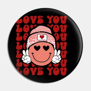 Groovy Face Love, Mom-my Funny Valentines Day Family Feb 14 Pin