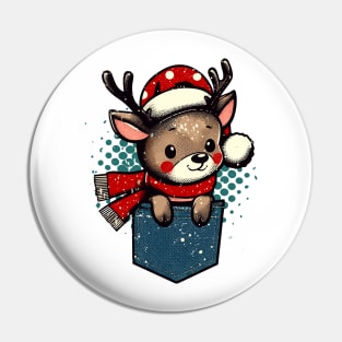 Cute christmas reindeer in pocket Pin