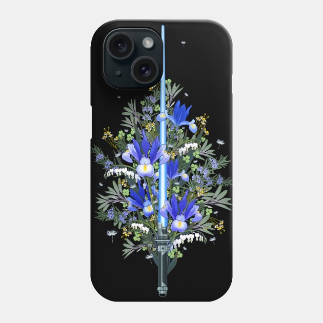 Floral laser sword blue 1 Phone Case by sempaiko