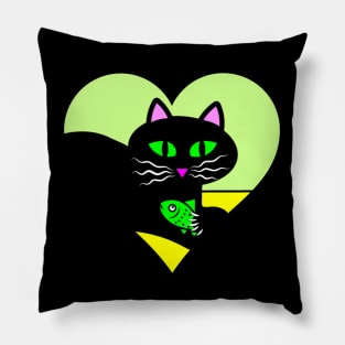 Black Cat Valentine Pillow