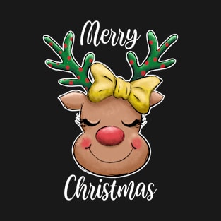 Merry Christmas Cute Reindeer Xmas Funny T-Shirt