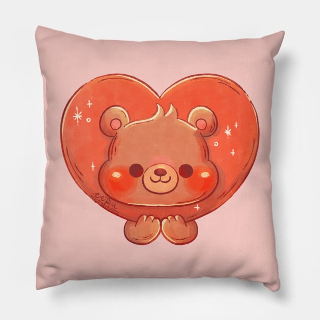 Corazón Oso Bongo Pillow by erikaibaceta