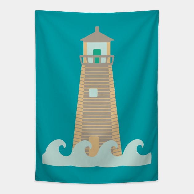 NAUTICAL OCEAN LIGHTHOUSE Coastal Seashore Waves - UnBlink Studio by Jackie Tahara Tapestry by UnBlink Studio by Jackie Tahara