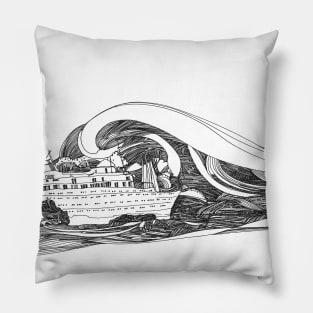 SS America Shipwreck Drawing Pillow