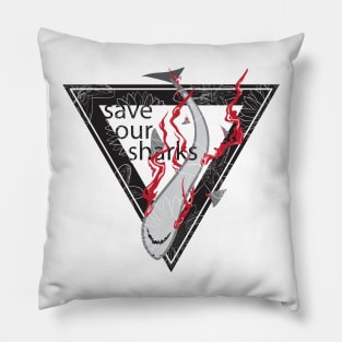 save our sharks floral triangle Pillow