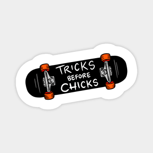 Tricks Before Chicks Skateboard Art Magnet