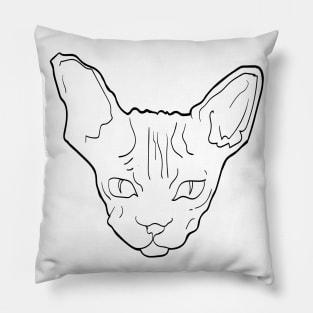 Sphynx cat black line art Pillow