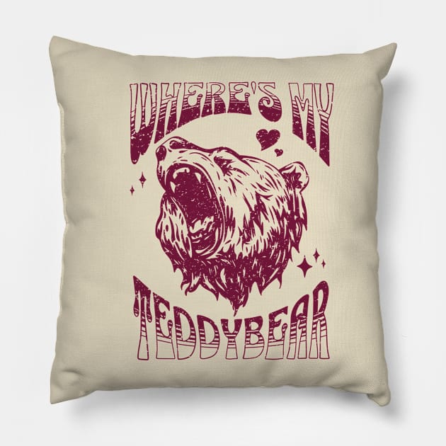 Where’s My Teddybear Pillow by ArtDiggs