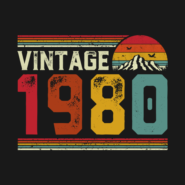 Vintage 1980 Birthday Gift Retro Style by Foatui