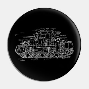 M4A4 Sherman Tank Diagram (white) Pin