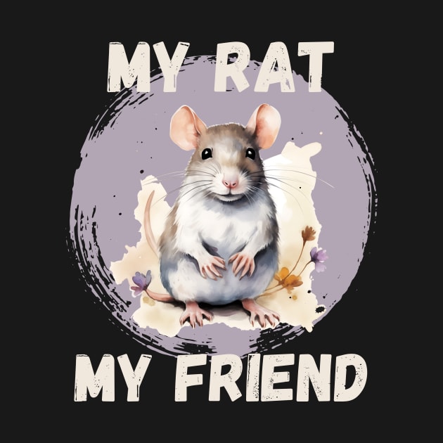 Watercolor Rat My Rat My Friend by LenaArt
