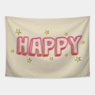 Happy neon and stars Tapestry