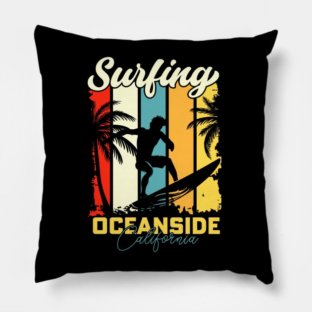 Surfing | Oceanside California Pillow by T-shirt US