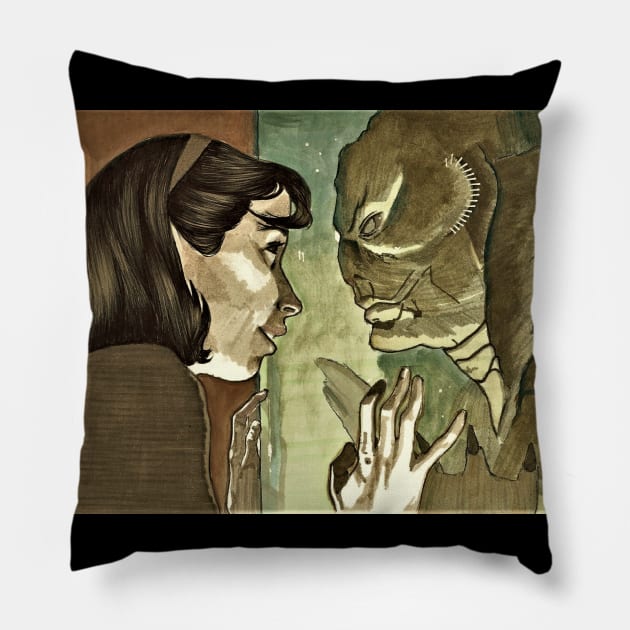 The Shape Of Water Pillow by artofannabellepullen