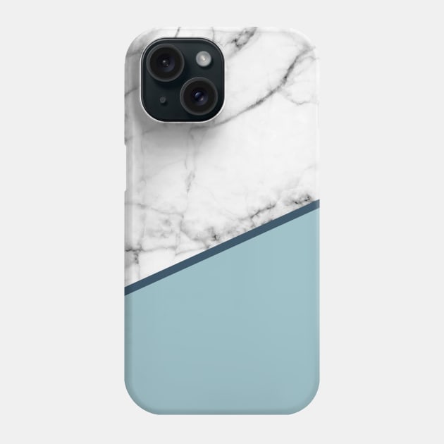 Real White Marble Half Ocean Grey Steel Blue Phone Case by fivemmPaper