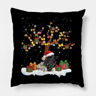 Christmas Heifers Santa Xmas Lights Cow Lovers Pillow