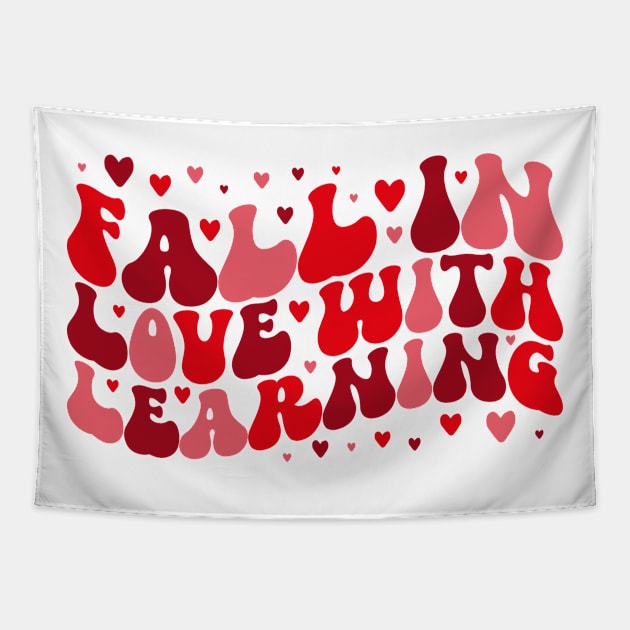 Fall in Love With Teaching, Retro Teacher Valentines Day Gift Tapestry by mcoshop