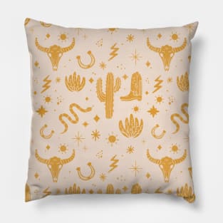 Cowboy Western Desert Boho Yellow Pattern Pillow