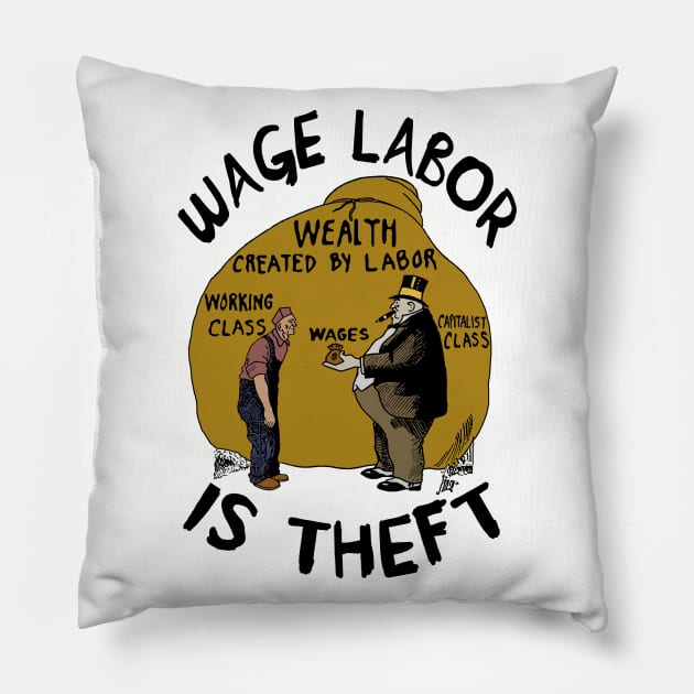 Wage Labor Is Theft - Anti Capitalist, Leftist, Socialist, Class War Pillow by SpaceDogLaika