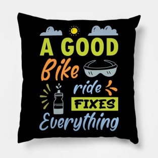 A good bike ride fixes everything, Retro Cycling Quote Gift Idea Pillow