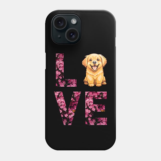 Golden Dog Retriever Love Retro Designs for Dog Moms Dads Phone Case by Neldy