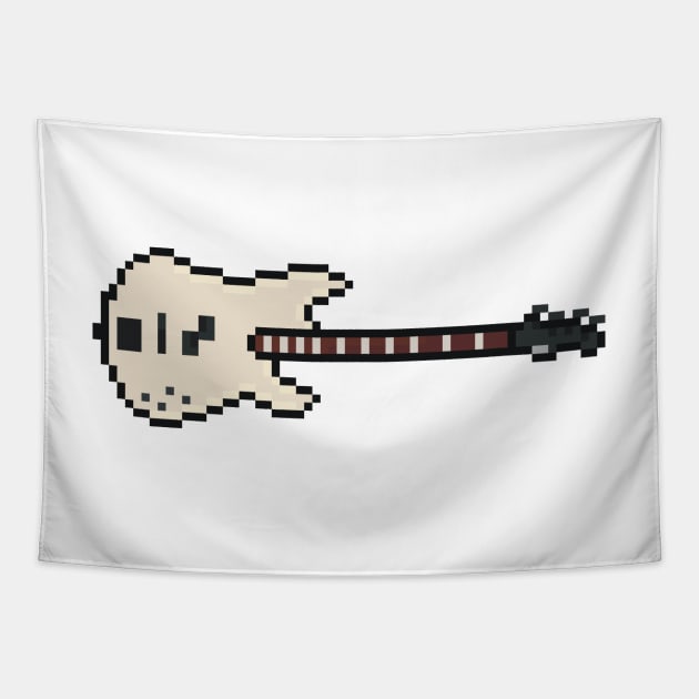 Pixel White Precision Bass Guitar Tapestry by gkillerb