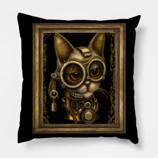 Steampunk Cat Self Portrait Pillow