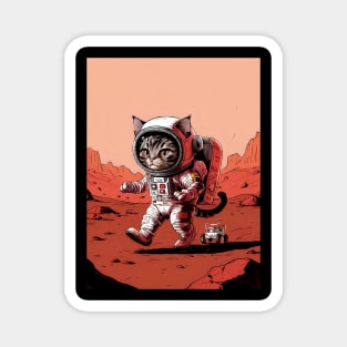 Astronaut cat on mars Magnet