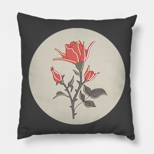 red rose on gray Pillow