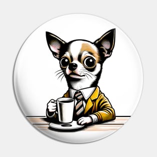 Chihuahua Coffee Break: Funny Chihuahua Dog Tee Pin