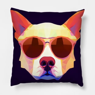 Cool Low Poly Dog wearing Sunglasses Pillow