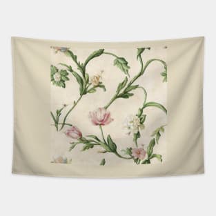 Vintage Pink and Green Floral Pattern Muted Tones Tapestry