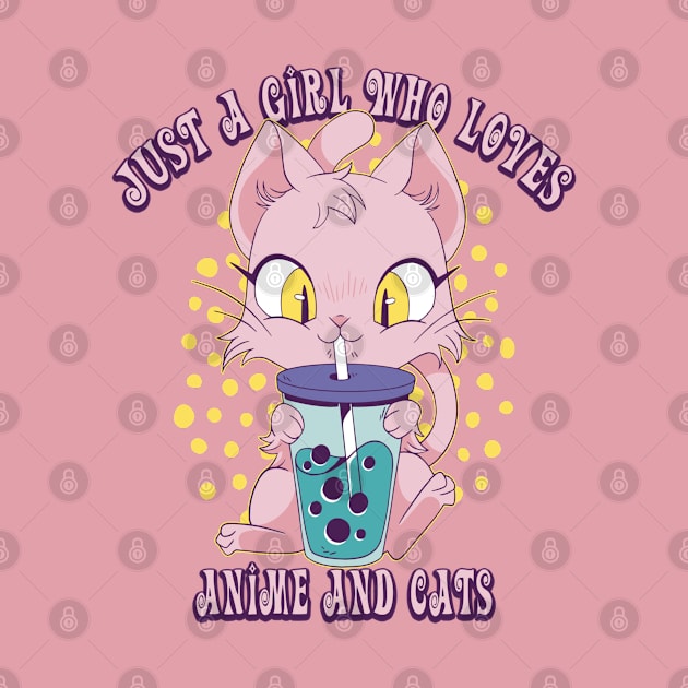 Just A Girl Who Loves Anime and Cats Kawaii Manga Otaku Japanese by Sassee Designs