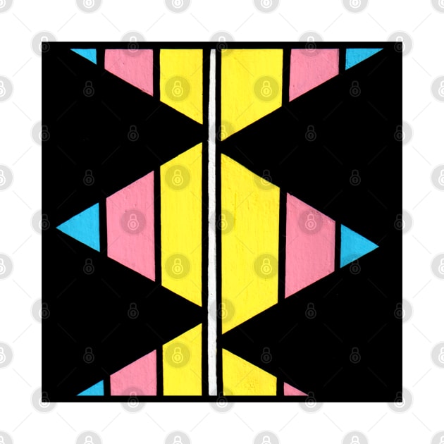 Blue Pink Yellow Geometric Abstract Acrylic Painting by abstractartalex