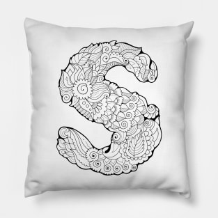 Zentangle letter S Pillow