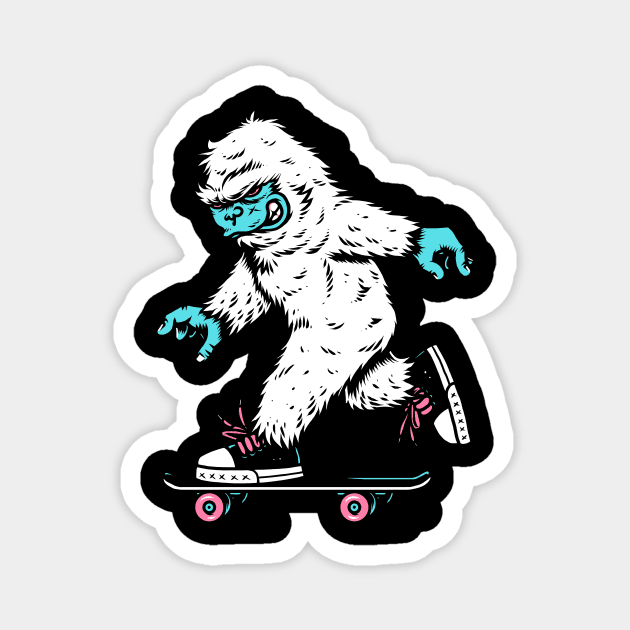 Skateboarding Yeti Magnet by CyberpunkTees