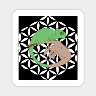 Chameleon hand flower of life Magnet