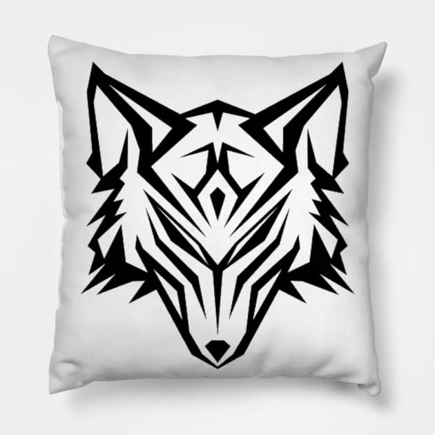 Wolf Head- Lines Pillow by Pieartscreation