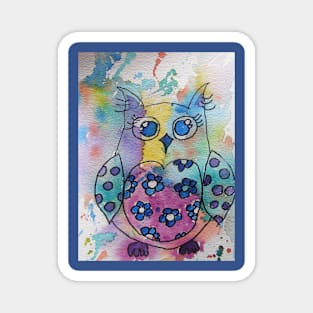 Owl Watercolor Painting Magnet